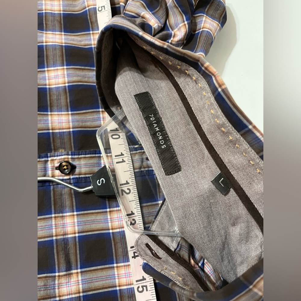 7 Diamonds‎ Shirt Mens Large Button Down Black Gray Plaid Classic Western Cowboy - Picture 9 of 11